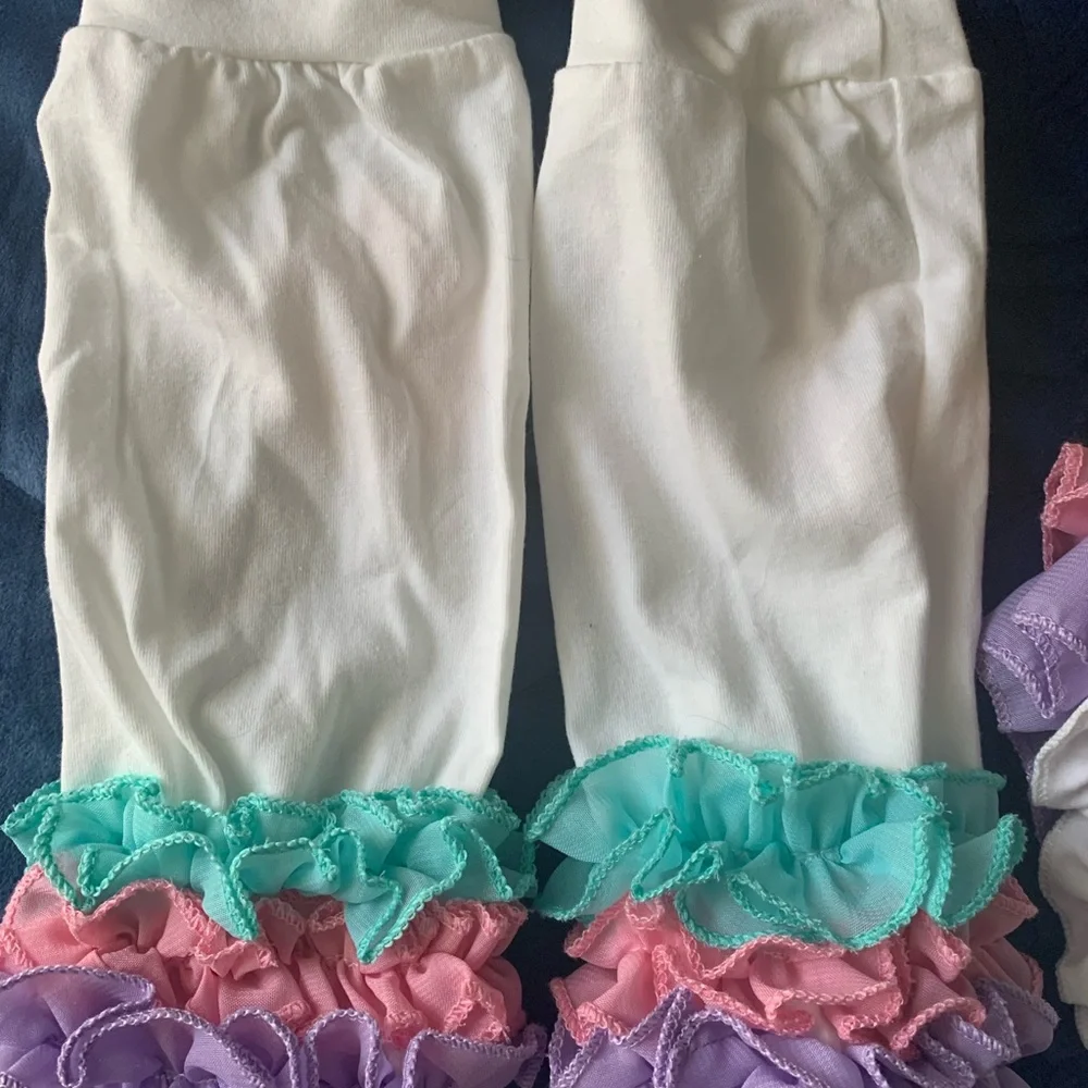 Halfway to One baby donut white ruffle outfit with leggings and sparkly crown